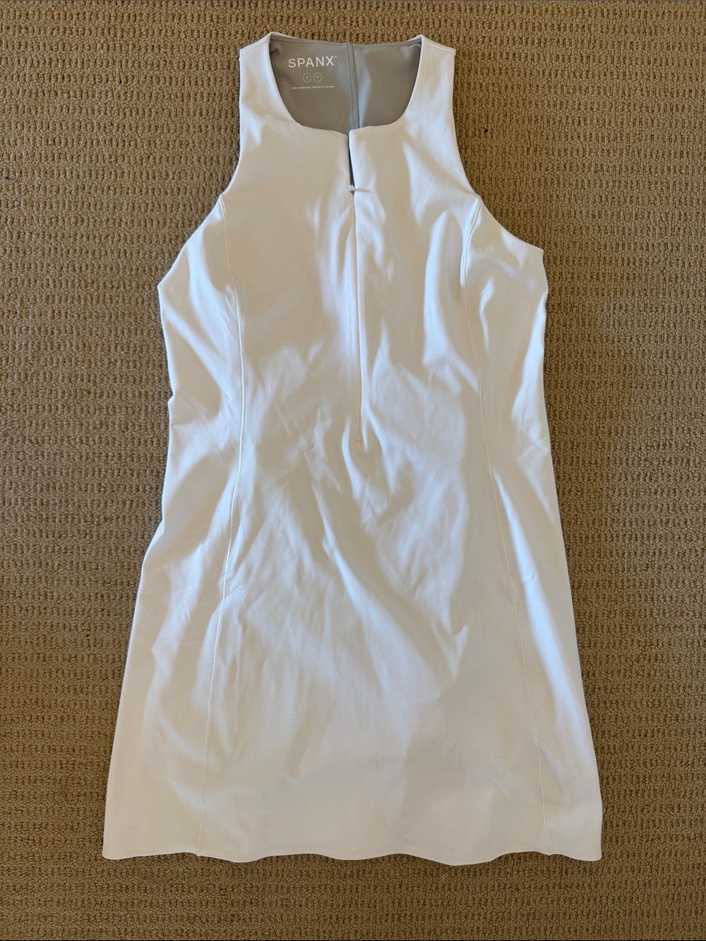 SPANX White Sleeveless Sheath Dress with Front Zipper